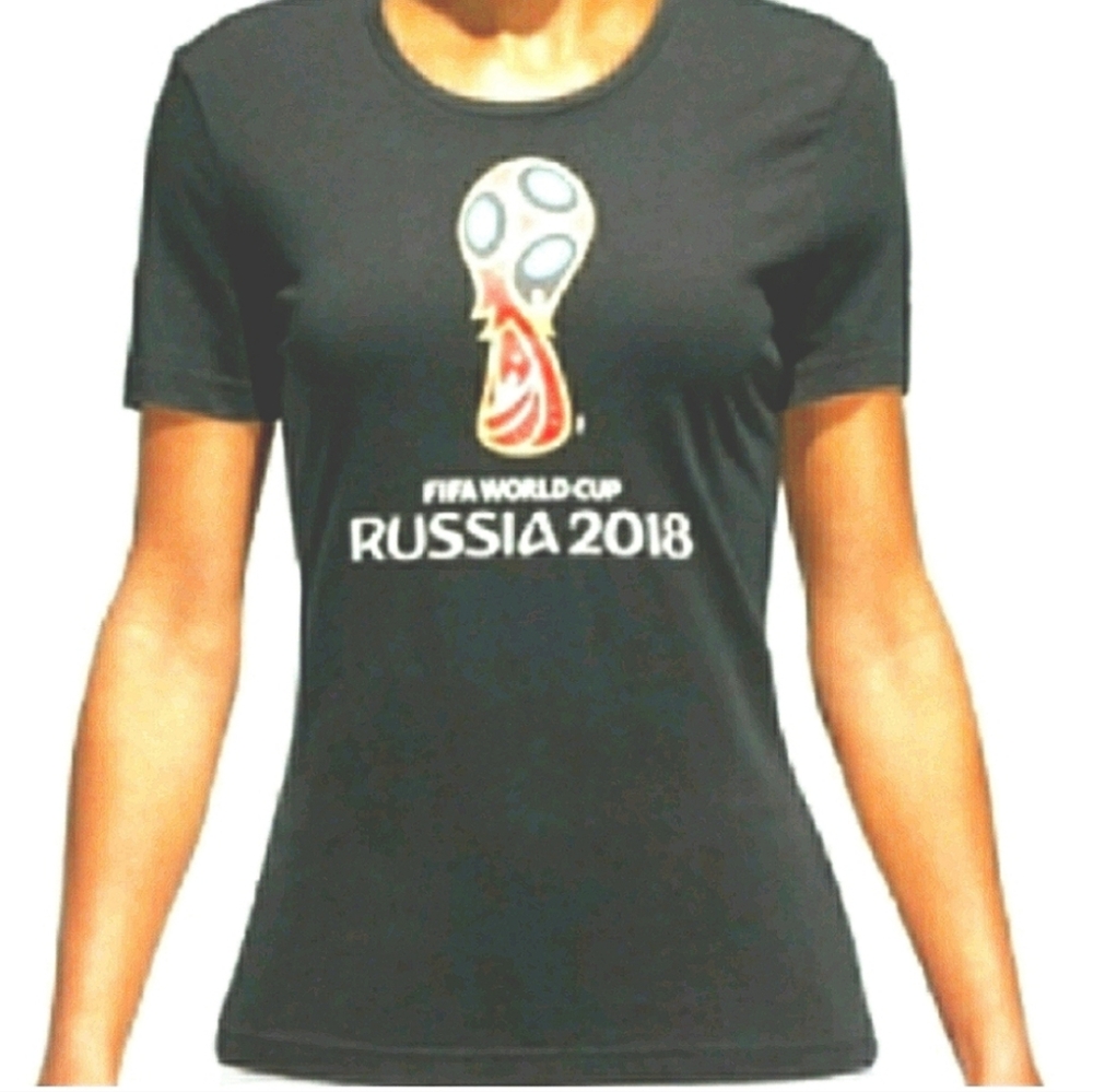 Adidas Official FIFA Russia 2018 World Cup Black Graphic T-shirt Fitted Sz US M - Picture 5 of 12